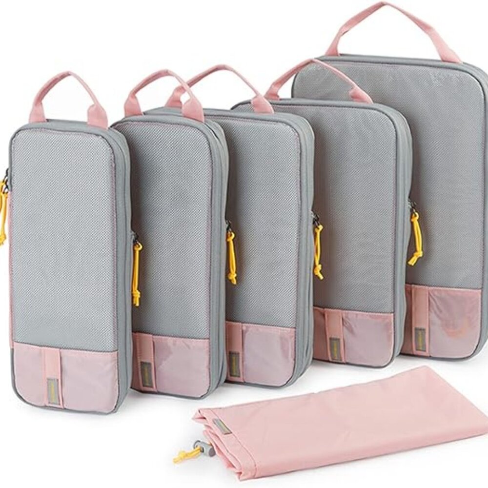Stylish Gray and Pink Travel Bag Set